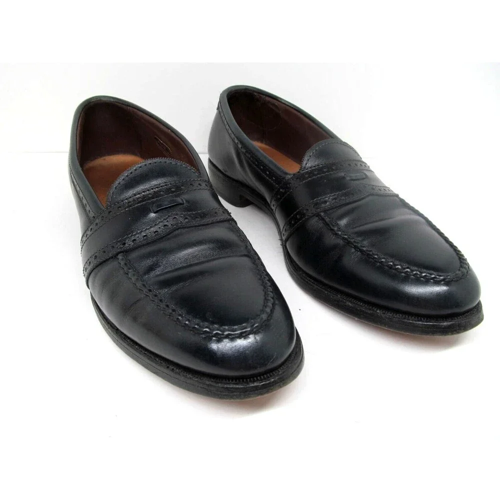 Allen Edmonds Harvard 1239 Mens Black Leather Full Strap Loafers Size US 11 B